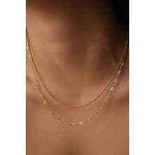 By Florya Jewelry Çelik 2'li Kombin Ataç ve İnce İtalyan Zincir Kolye Minimal Kararmaz 45+5 cm