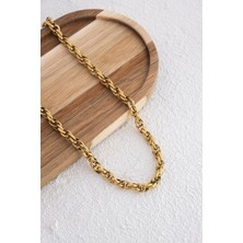 By Florya Jewelry Çelik Burgu Zincir Kolye Büyük Geçmeli Kolye 5 mm Kararmaz