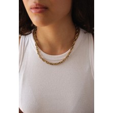 By Florya Jewelry Çelik Burgu Zincir Kolye Büyük Geçmeli Kolye 5 mm Kararmaz