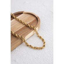 By Florya Jewelry Çelik Burgu Zincir Kolye Büyük Geçmeli Kolye 5 mm Kararmaz
