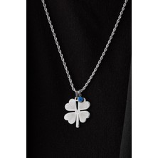 By Florya Jewelry Çelik Yonca Kolye Nazar Boncuklu Dört Yapraklı Yonca Arkadaşa Dosta Hediye 60 cm
