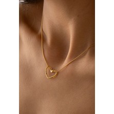 By Florya Jewelry Çelik Düğüm Kalp Kolye İnce Balık Sırtı Zincirli Kararmaz  45 cm