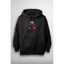 Merch&ice Kırmızı Kasklı Şeytan Baskılı Unisex Sweatshirt