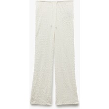 Koton Beli Bağlamalı Dokulu Bol Düz Paça Pantolon