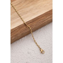 By Florya Jewelry Çelik İnce Ataç Model Zincir Bileklik Minimal Zincir Salyangoz Kararmaz 2 mm 18 cm & 21 cm