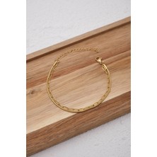 By Florya Jewelry Çelik 2'li Kombin Ataç ve İnce İtalyan Zincir Bileklik Minimal Kararmaz 17+4 cm