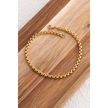 By Florya Jewelry Çelik Top Zincir Bileklik Günlük Kullanıma Uygun Yuvarlak Halka Zincir Bileklik 3 mm 18 cm&21 cm