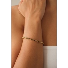 By Florya Jewelry Çelik Top Zincir Bileklik Günlük Kullanıma Uygun Yuvarlak Halka Zincir Bileklik 3 mm 18 cm&21 cm
