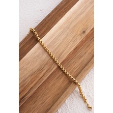 By Florya Jewelry Çelik Top Zincir Bileklik Günlük Kullanıma Uygun Yuvarlak Halka Zincir Bileklik 3 mm 18 cm&21 cm