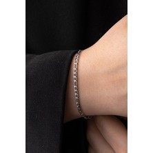 By Florya Jewelry Çelik İnce Figaro Zincir Bileklik Kararmaz 3 mm Unisex 18 cm-21 cm