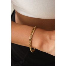 By Florya Jewelry Çelik Kalın Salyangoz Zincir Bileklik Minimal Zincir Ataç Model Kararmaz 6 mm 18 cm & 21 cm