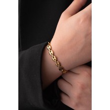 By Florya Jewelry Çelik Gemici Model Zincir Bileklik Kahve Çekirdeği Zincir 5 mm Unisex 18 cm-21 cm