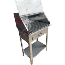 Topsöken Paslanmaz Kömürlü Mangal Çekmeceli 35 x 50 cm Sehpalı Kapaklı Barbekü