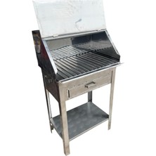 Topsöken Paslanmaz Kömürlü Mangal Çekmeceli 35 x 50 cm Sehpalı Kapaklı Barbekü