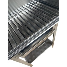 Topsöken Paslanmaz Kömürlü Mangal Çekmeceli 35 x 50 cm Sehpalı Kapaklı Barbekü