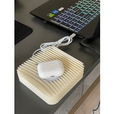 Masa Üstü Kablosuz Aırpods Şarj Standı + Magsafe Şarj Beyaz Renk