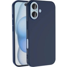 Caseworld Apple iPhone 16 Plus ile Uyumlu Kapak Içi Kadife Lansman Silikon Kılıf - Lacivert