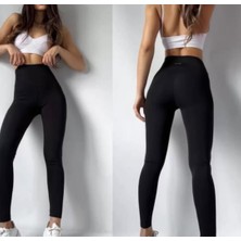 Füme Style Kadın Siyah Yüksek Bel Şardonlu Toparlayıcı Tayt