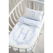 Nou Harf Serisi H Harfi Anne Yanı Nevresim Seti (60 x 100) - Noble Serie Mavi