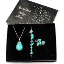 Masalsı Concept Sevgiliye Hediye Doğal Taş Kolye Bileklik Yüzük Seti 14 Şubat Sevgililer Günü Hediyesi