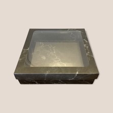 Tebe Group Ambalaj 20X20X5 Siyah Mermer Desenli Asetat Pencereli Karton Kutu(100 Adet)