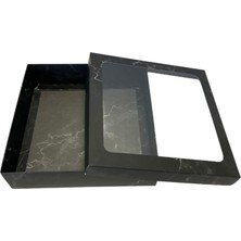 Tebe Group Ambalaj 20X20X5 Siyah Mermer Desenli Asetat Pencereli Karton Kutu(100 Adet)