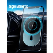 Tech&bello accessories 15W Kablosuz Magsafe Özellikli Şarj ve Araç Içi Telefon Tutucu S11