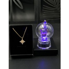 Masalsı Concept Sevgiliye Sevgililer Günü Hediyesi 14 Şubat Eşe Anneye Işıklı Melek Küre, Muhteşem Kolye Hediye Seti
