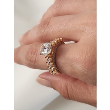 Zülisch Tek Taş Yüzük Çelik Rose Gold Vip Seri