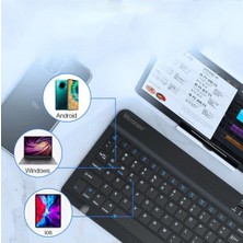 Samsung Galaxy Tab S7 Fe Lte SM-T737 Tablet Uyumlu Mini Slim Şarjlı Bluetooth Klavye ve Mouse Seti | Pembe |