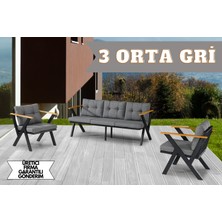 Dekoroom's 3+1+1 Zeta Bahçe Takımı, Balkon, Bahçe, Cafe Mobilyası, Pofuduk Metal Çay Seti