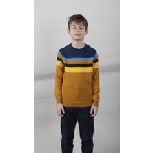 Alexander Gardi Pamuklu Çocuk Kazak Renk Bloklu Desenli Uzun Kol Bisiklet Yaka