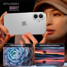 Spasibo Shiny iPhone 16 Kamera Lens Camı Koruyucu Simli - Taşlı