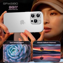 Spasibo Shiny iPhone 16 Pro Max Kamera Lens Camı Koruyucu Simli - Taşlı