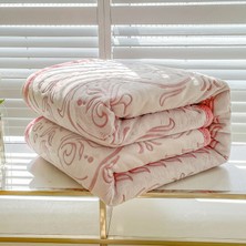 Out Yuy 1 Parça Jakarlı Mercan Polar Battaniye 150*200CM Pembe (Yurt Dışından)
