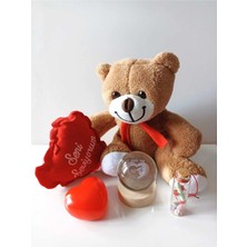 Akın Aksesuar Sevgililer Günü Doğum Günü Yıldönümü Yılbaşı Sevgiliye Hediye Peluş Ayı Işıklı Küre Ledli