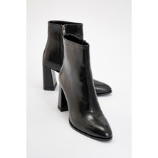 Luvi Jewel Siyah Cilt Kadın Topuklu Bot