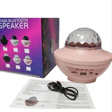 Dekoratif Efektli Şarjlı LED Projeksiyon Bluetoothlu Hoparlör Disko Gece Lambası