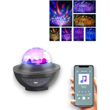Dekoratif Efektli Şarjlı LED Projeksiyon Bluetoothlu Hoparlör Disko Gece Lambası