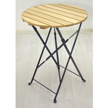 My Metal Dekorasyon Katlanır Metal Naturel Ahşap Masa Sandalye Takımı Dolu Demirden (Bahçe-Otel-Cafe-Balkon)