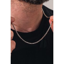 TMT Silver Gümüş 2.25 mm Erkek Kral King Kare Model Oksitli Karartmalı Zincir Kolye