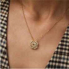 Çelik Taşlı Açılabilir Yonca Kolye Dört Yapraklı Yonca, Yakın Arkadaş Hediye