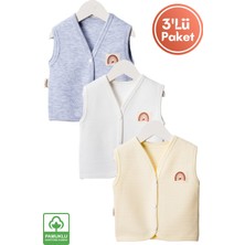 Unisex Bebek Arma Detaylı Organik Pamuklu 3-6-9 Ay 3lü Kapitone Bebek Yelek Set