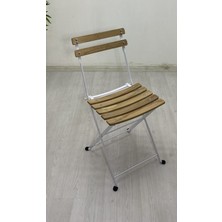 My Metal Dekorasyon Katlanabilir Kare Masa ve Sandalye Metal Natural Ahşap Dolu Demirden(Bahçe-Otel-Cafe-Balkon)