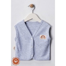 Unisex Bebek Arma Detaylı Organik Pamuklu 3-6-9 Ay 2li Penye Bebek Yelek Set