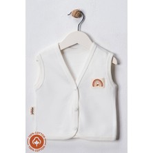 Unisex Bebek Arma Detaylı Organik Pamuklu 3-6-9 Ay 2li Penye Bebek Yelek Set