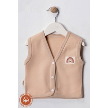 Unisex Bebek Arma Detaylı Organik Pamuklu 3-6-9 Ay 2li Penye Bebek Yelek Set