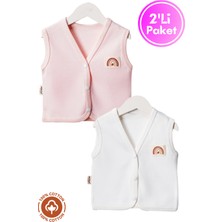 Unisex Bebek Arma Detaylı Organik Pamuklu 3-6-9 Ay 2li Penye Bebek Yelek Set
