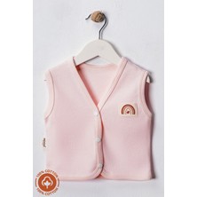 Unisex Bebek Arma Detaylı Organik Pamuklu 3-6-9 Ay 2li Penye Bebek Yelek Set