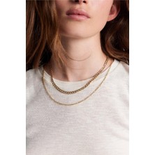 Basics Altın Rengi 2'li Kombin Kadın Zincir Kolye Seti